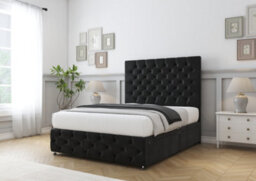 "Comfort Florida Black Plush Divan Bed Base 2 Drawers Left Side - 26"" Strutted  & 12"" Footboard 2'6 Small Single" - thumbnail 4