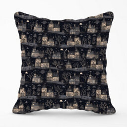 Warren Reed Designer Spooky Haunted Houses Cushions 60Cm X 60Cm - thumbnail 1