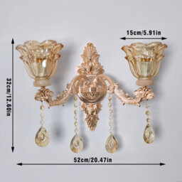 Vrygle Vintage Pretty Wall Sconce Fancy Gold Brass Chandelier Crystal Glass Wall Lights, 1Pcs - thumbnail 2