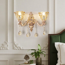 Vrygle Vintage Pretty Wall Sconce Fancy Gold Brass Chandelier Crystal Glass Wall Lights, 1Pcs