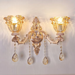 Vrygle Vintage Pretty Wall Sconce Fancy Gold Brass Chandelier Crystal Glass Wall Lights, 1Pcs - thumbnail 6