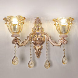 Vrygle Vintage Pretty Wall Sconce Fancy Gold Brass Chandelier Crystal Glass Wall Lights, 1Pcs - thumbnail 7