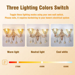 Vrygle Vintage Pretty Wall Sconce Fancy Gold Brass Chandelier Crystal Glass Wall Lights, 1Pcs - thumbnail 4