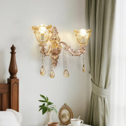 Vrygle Vintage Pretty Wall Sconce Fancy Gold Brass Chandelier Crystal Glass Wall Lights, 1Pcs - thumbnail 8