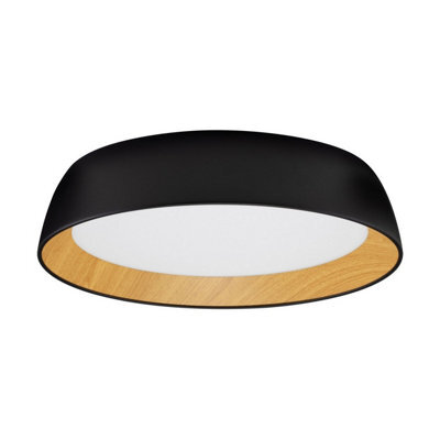 Luminosa Lighting Luminosa Sigi 45Cm Flush Ceiling Light Sandy Black, Wood Triac Dimmable Led 40W 3081Lm 3000K - image 1