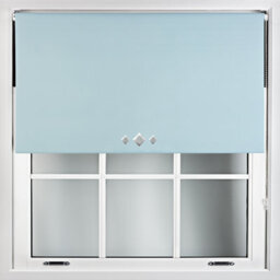 Furnished Thermal Blackout Roller Blinds With Triple Diamond Eyelets & Metal Fittings - Duck Egg Blue (W)180Cm (L)210Cm