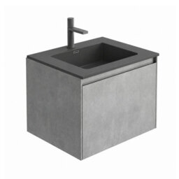 Plum&clay Rigel Concrete Grey Wall Hung Bathroom Vanity Unit With Black Basin (W)500mm (H)450mm - thumbnail 2