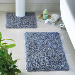 Blue Tumble-Twist Cotton Bath Mat And Pedestal Mat Set, 100% Cotton, 2 Piece, 80X50Cm And 50X40Cm - thumbnail 1