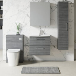 Nuie Arno Wall Hung 1-Drawer Vanity Unit With Laminate Worktop In Anthracite Woodgrain - thumbnail 4