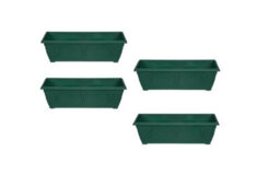 Whitefurze 4 X Large Venetian Patio Planter Trough Plant Pot 60Cm Plastic Green Colour Pot