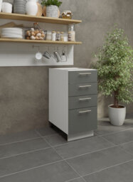 Jd Greta Adjustable Legs Kitchen Drawer Unit 400mm Storage Cabinet With Door Shelf 40Cm - Grey Matt With Worktop - thumbnail 2
