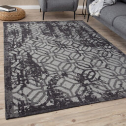 The Rugs Carina Collection  Rugs In Black 6930B Non-Slip Machine Washable - thumbnail 1