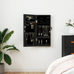 Vidaxl Mirror Jewellery Cabinet Wall Mounted Black 30X8.5X67 Cm - thumbnail 1