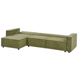 Beliani Corner Sofa Bed 3 Seater Romedal Ii Fabric Dark Green Right Hand - thumbnail 7