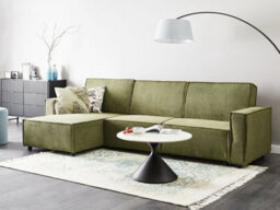 Beliani Corner Sofa Bed 3 Seater Romedal Ii Fabric Dark Green Right Hand - thumbnail 2
