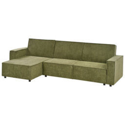 Beliani Corner Sofa Bed 3 Seater Romedal Ii Fabric Dark Green Right Hand - thumbnail 4