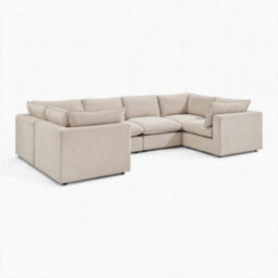 Furniturebox Uk Echo Cream Linen-Look Fabric 5 Seater U-Shaped Modular Corner Sofa - thumbnail 6