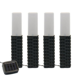 Gardenwize Pack Of 4 Free Standing Rattan Style Solar Powered Led Garden Stake Lights - thumbnail 4