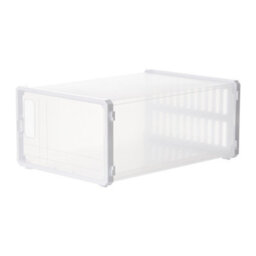 Thehotsale 12Pcs Dustproof Plastic Shoe Storage Box Stackable Rectangular Shoe Box In White - thumbnail 4