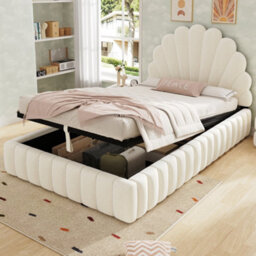 Single Ottoman Storage Bed With Shell-Shaped Headboard And Hydraulic Storage - thumbnail 5