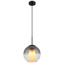 Luminosa Lighting Luminosa Barry 25Cm Dome Pendant Ceiling Light Matt Black Ball Smoke Glass Shade 1X E27 - thumbnail 1