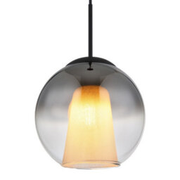 Luminosa Lighting Luminosa Barry 25Cm Dome Pendant Ceiling Light Matt Black Ball Smoke Glass Shade 1X E27 - thumbnail 3