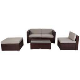 Evre Brown Rattan Outdoor Garden Furniture Set 4 Seater California Sofa Set With Coffee Table - thumbnail 6