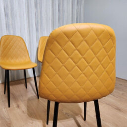 Kosy Koala 4 Seater Rustic Brown Wooden Effect Dining Table With 4 Mustard Faux Leather Chairs - thumbnail 5