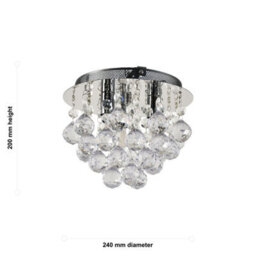 First Choice Lighting Set Of 2 Myriad - Jewelled Droplet Chrome Flush Ceiling Lights - thumbnail 8