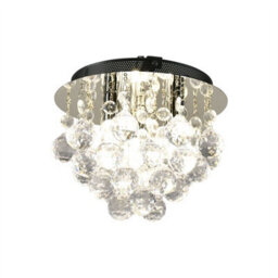 First Choice Lighting Set Of 2 Myriad - Jewelled Droplet Chrome Flush Ceiling Lights - thumbnail 4