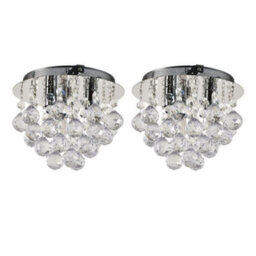 First Choice Lighting Set Of 2 Myriad - Jewelled Droplet Chrome Flush Ceiling Lights - thumbnail 1