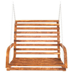 Walplus Swing Bench Solid Bent Wood With Teak Finish 126X63X92 Cm - thumbnail 3
