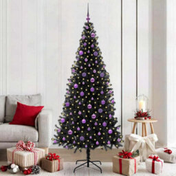 Vidaxl Christmas Tree With 300 Leds With Stand Black 210 Cm Pvc