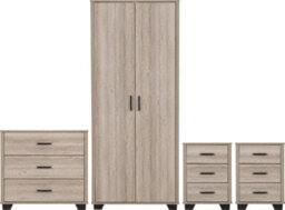Seconique Oliver 2 Door Wardrobe Bedroom Set 4 Items Light Oak Effect