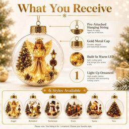 CLEFFNS 6Pcs Lighted Christmas Ornament Miniature Scene Clear Globe Hanging Decoration Glowing Christmas Story Ornament For Christmas Tree - thumbnail 3