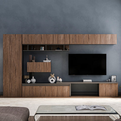 Decorotika Cardiff Moduler Modern Tv Unit Wall Mount Customizable Layout Black Alina - image 1