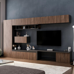 Decorotika Cardiff Moduler Modern Tv Unit Wall Mount Customizable Layout Black Alina - thumbnail 2