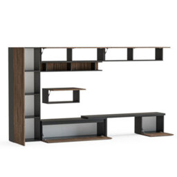 Decorotika Cardiff Moduler Modern Tv Unit Wall Mount Customizable Layout Black Alina - thumbnail 5