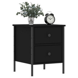 Berkfield Bedside Cabinet Black 40X42X50 Cm Engineered Wood - thumbnail 3