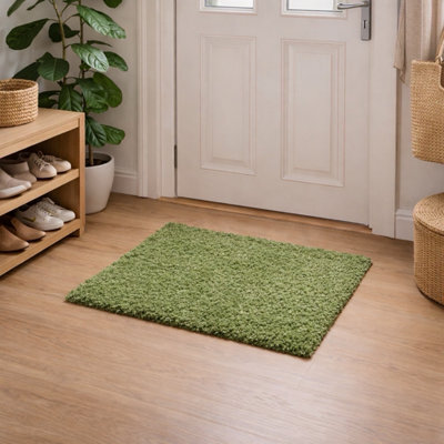 Uetian Green Shaggy Rug Small Soft Touch 5Cm Deep Pile Bedside Area Rug (60X110 Cm) - image 1