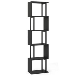 5 Tier Modern Bookshelf Tall S Shaped Geometric Bookcase - thumbnail 6