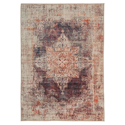 Loomed Purple Machine Washable Soft Vintage Bordered Area Rug - 230 X 160Cm - image 1