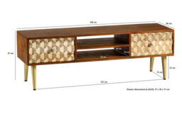 Lexus Mango Wood 2 Drawer & Middle Shelves Large Plasma Tv Media Unit - thumbnail 4