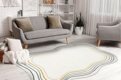 RugsX Carpet Fusion 5707 White Dark Green Shape - Abstraction, Modern, Abstract, 160X220 Cm - image 1