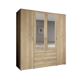 Arte Charming Vesala 4 Hinged Door Wardrobe With Mirror 1800mm X 1950mm X 560mm - Oak Mauvella Finish - thumbnail 2