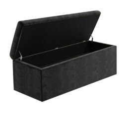 120Cm Large Plain Safar Storage Ottoman Box, Black Naples Upholstered Deep Storage Ottoman End Of Bed Bench - thumbnail 6