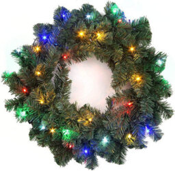 Snowtime Shatchi 55Cm Pre-Lit Green Christmas Wreath Alaskan Pine With 30 Multicolour Leds - thumbnail 6
