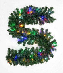 Snowtime Shatchi 55Cm Pre-Lit Green Christmas Wreath Alaskan Pine With 30 Multicolour Leds - thumbnail 1