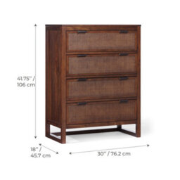 Teamson Home Hatteras Chest Of Drawers 4 Drawer Bedroom Dresser, Walnut - thumbnail 5