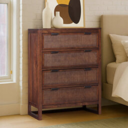 Teamson Home Hatteras Chest Of Drawers 4 Drawer Bedroom Dresser, Walnut - thumbnail 1